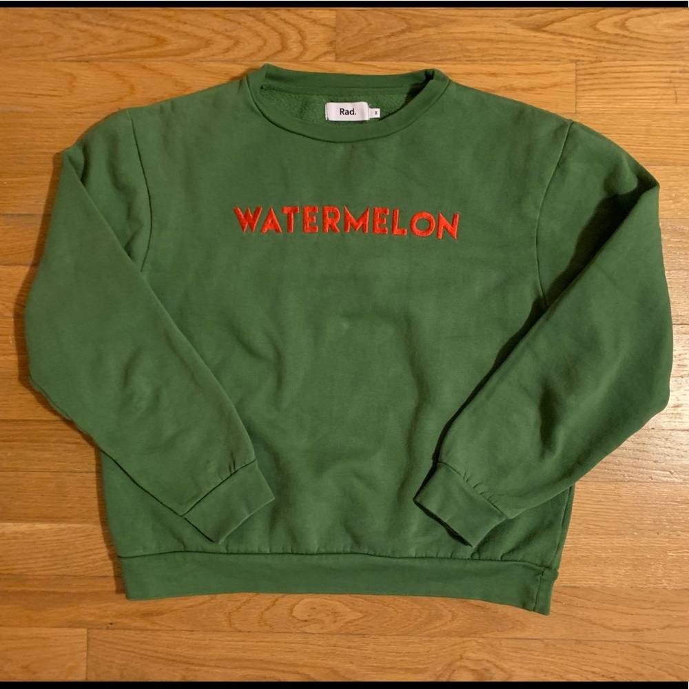 “WATERMELON” Text Green Crewneck Sweatshirt by Rad.